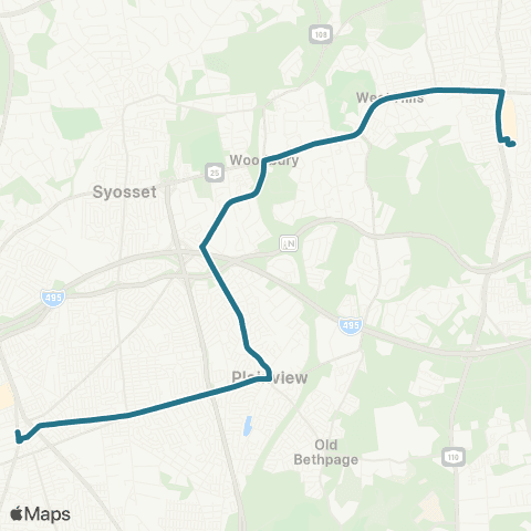 NICE Bus Manetto Hill Rd / Jericho Tp map