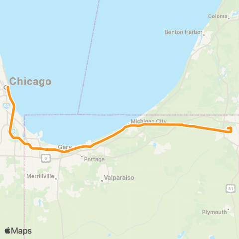 South Shore Line Lakeshore Corridor map