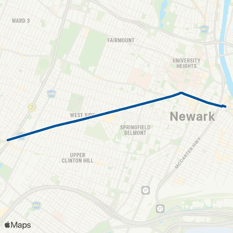 NJ Transit go25 Springfield Avenue map