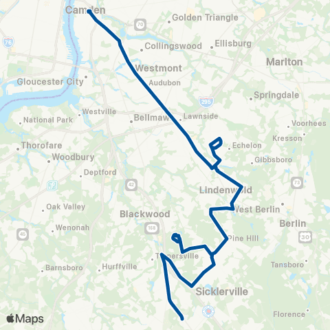 NJ Transit Camden - Lindenwold PATCO - Turnersville map