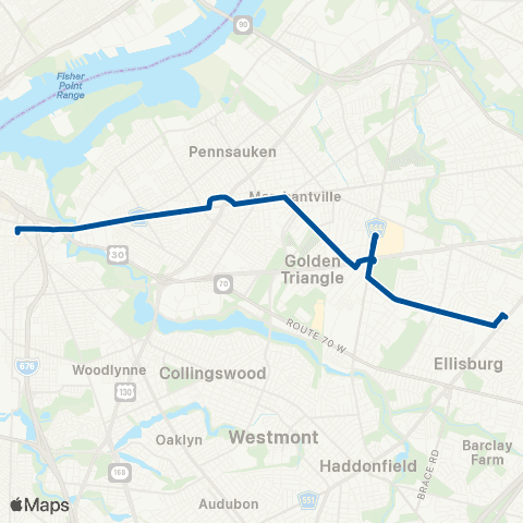 NJ Transit Camden - Merchantville - Cherry Hill Mall map