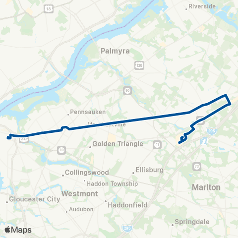 NJ Transit Camden - Merchantville - Moorestown Mall map