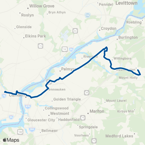 NJ Transit Willingboro Express map