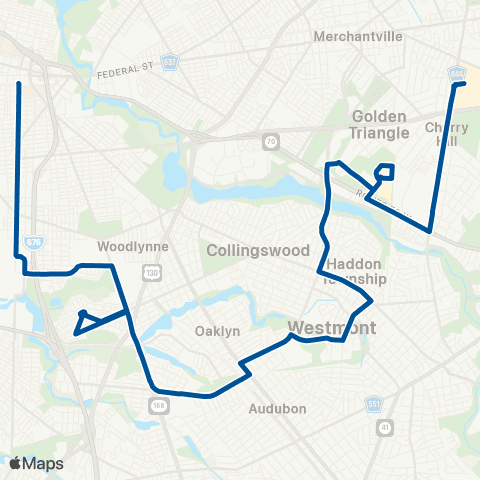 NJ Transit Cherry Hill Mall - Audubon - Camden map