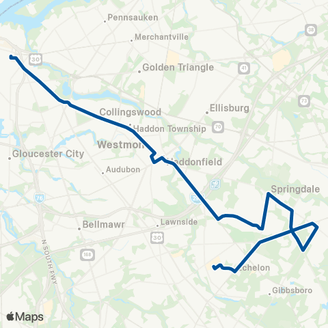 NJ Transit Camden-Voorhees Town Center map