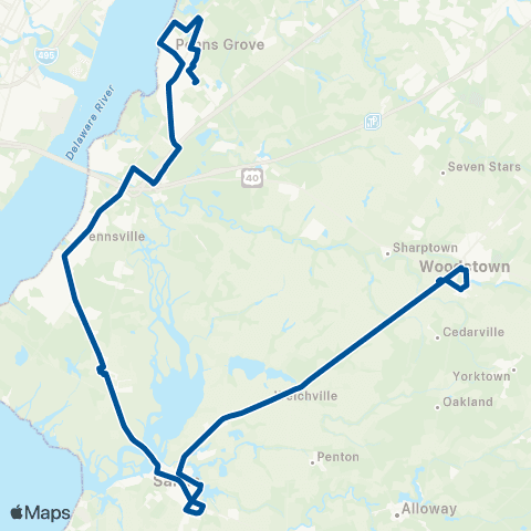 NJ Transit Penns Grove - Salem - Woodstown map