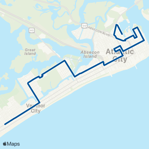 NJ Transit Atlantic City - Ventnor Plaza - Margate map
