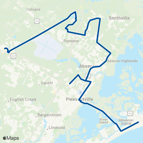NJ Transit Atlantic City-Stockton Coll-Hamilton Mall map