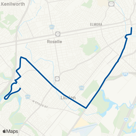 NJ Transit Elizabeth - Winfield map