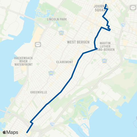 NJ Transit Ocean Avenue - Journal Square map