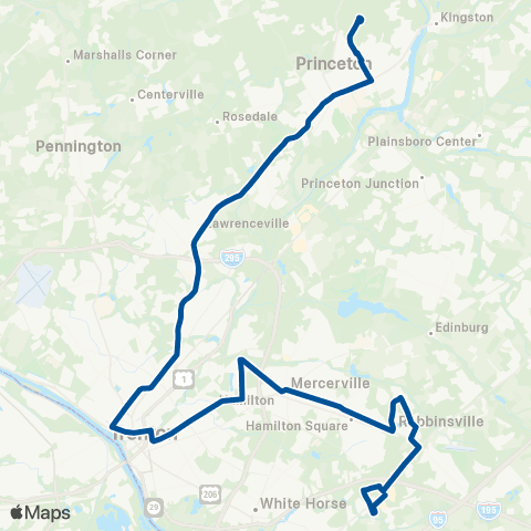 NJ Transit Princeton - Mercerville - Hamilton Marketplace map
