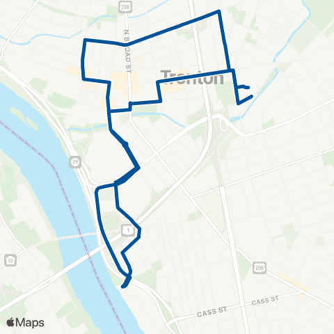 NJ Transit Trenton-River View Plaza Circulator map