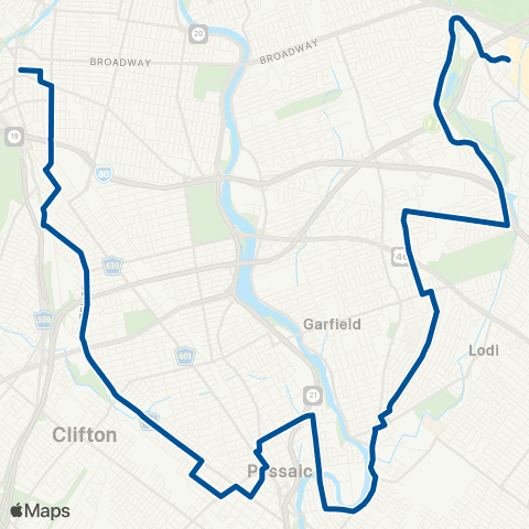 NJ Transit Paterson - Paramus map