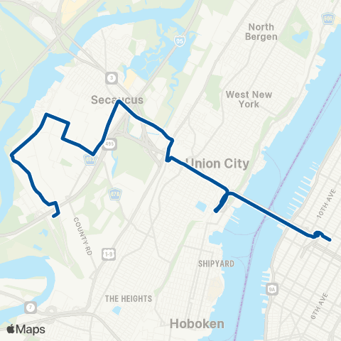 NJ Transit Secaucus - New York map