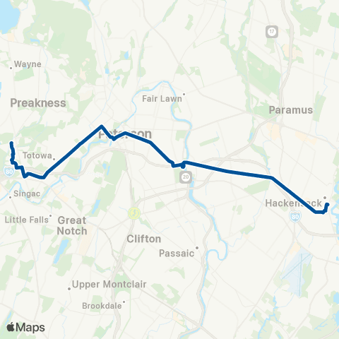 NJ Transit Hackensack - Paterson - Willowbrook Mall map