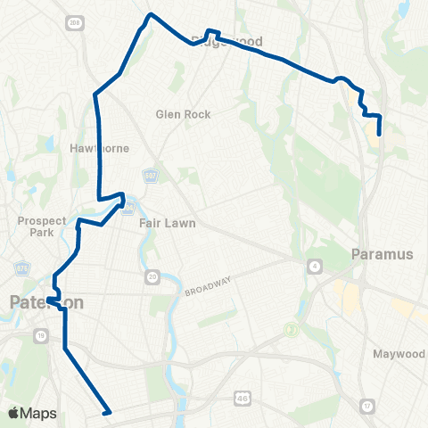 NJ Transit Paterson - Paramus Park map