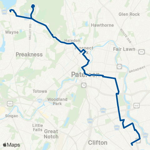 NJ Transit Passaic - Paterson map