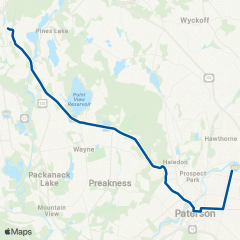 NJ Transit Paterson - Wayne map