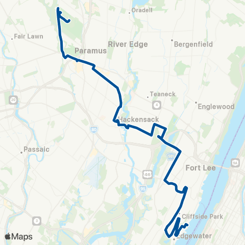 NJ Transit Paramus - Cliffside Park - Edgewater map