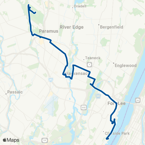 NJ Transit Paramus - Fort Lee - Edgewater map
