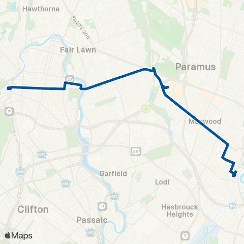 NJ Transit Paterson - Hackensack map