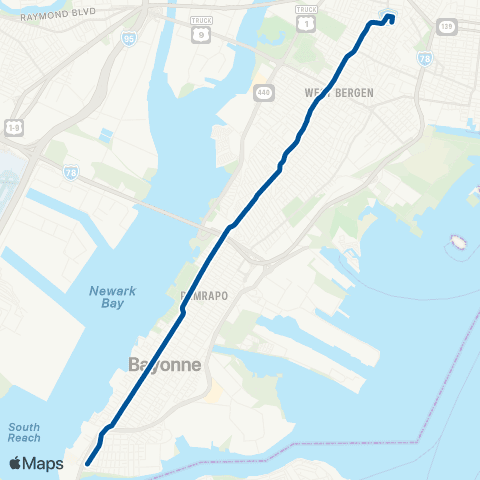 NJ Transit Bayonne - Jersey City map