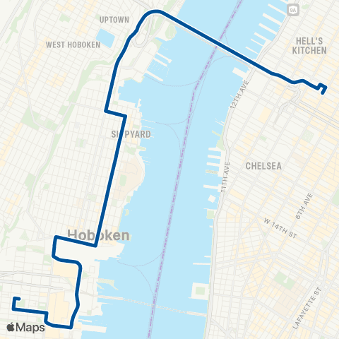 NJ Transit Hoboken - New York map