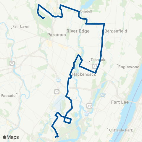 NJ Transit Paramus - Hackensack - American Dream map