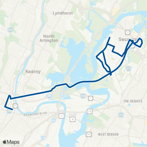NJ Transit Newark - Secaucus map