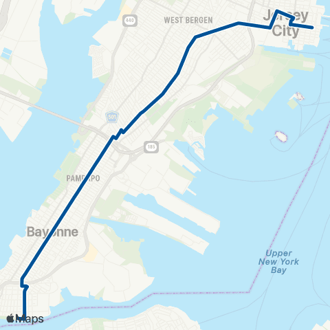 NJ Transit Bayonne - Jersey City map