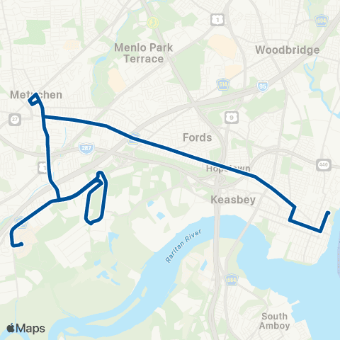 NJ Transit Perth Amboy - Middlesex County College map