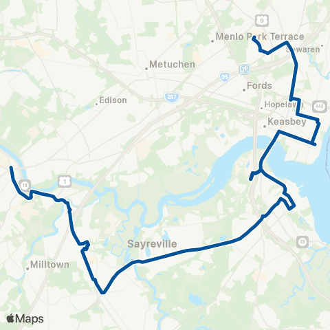 NJ Transit New Brunswick-E Brunswick-Woodbridge Ctr map
