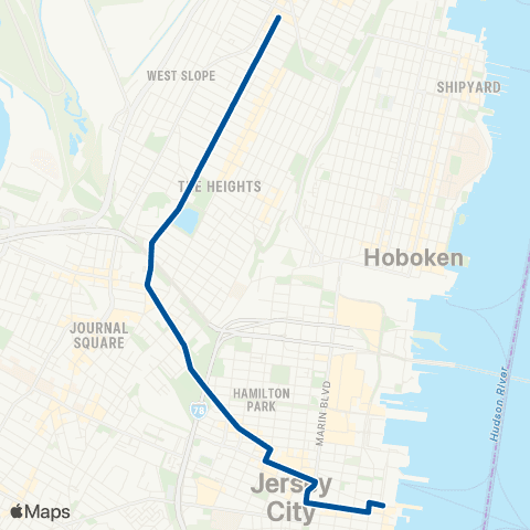 NJ Transit Jersey City Heights - Exchange Place map