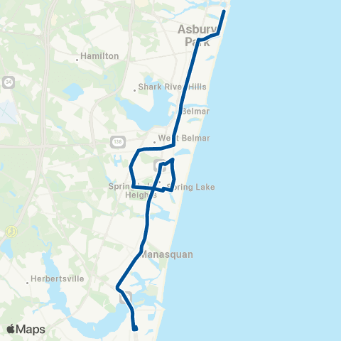NJ Transit Asbury Park - Point Pleasant Beach map