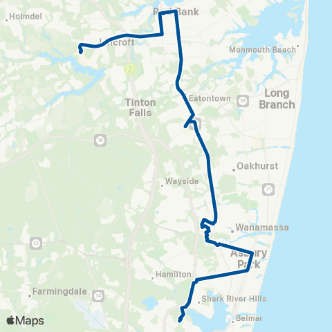 NJ Transit Brookdale CC-Red Bank-Asbury Park map