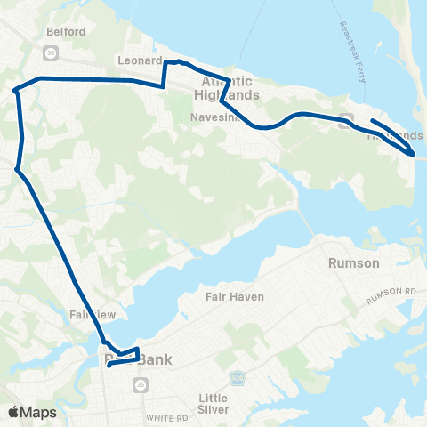 NJ Transit Red Bank - Highlands map