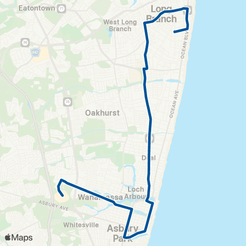 NJ Transit Long Branch - Asbury Pk - Seaview Square map