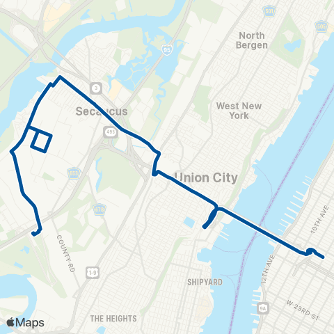 NJ Transit Secaucus - Union City - New York map