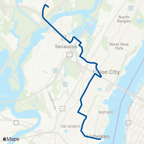 NJ Transit American Dream - Mill Creek - Hoboken map