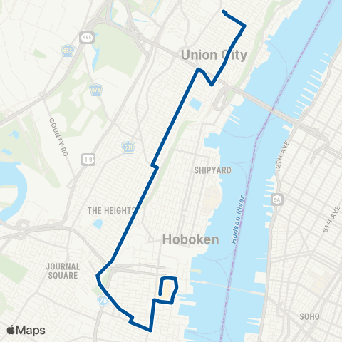NJ Transit Union City - Jersey City - Newport Ctr Mall map