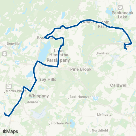 NJ Transit Morristown - Boonton - Willowbrook Mall map