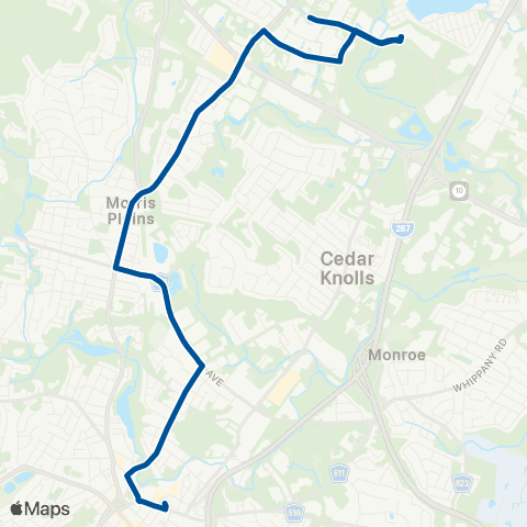 NJ Transit Morristown - Parsippany-Troy Hills map