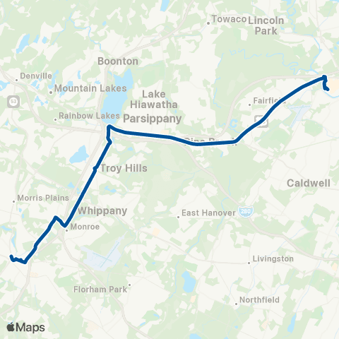 NJ Transit Morristown - Willowbrook Mall map