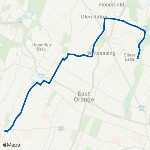 NJ Transit Orange Crosstown map