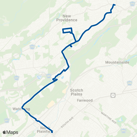 NJ Transit Summit - Murray Hill - Plainfield map