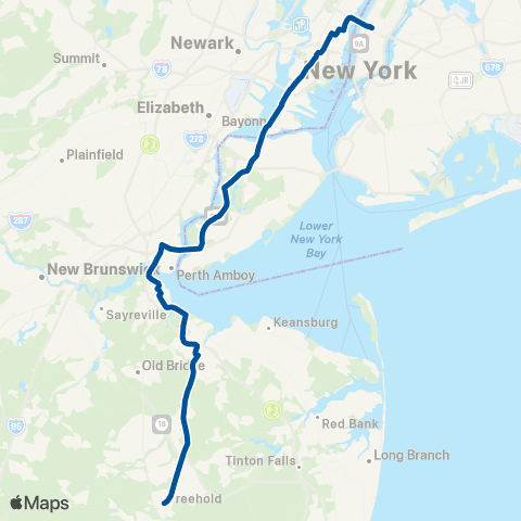 NJ Transit Freehold - Matawan - New York map
