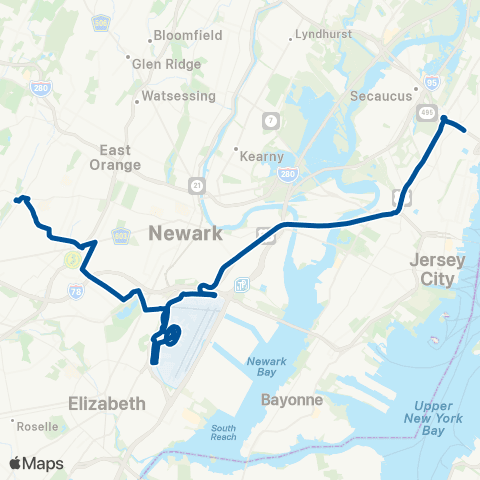 NJ Transit Irvington - New York map