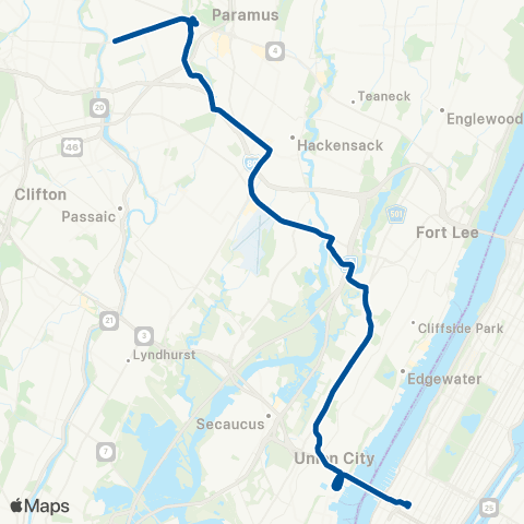 NJ Transit Elmwood Park-Hackensack-New York map