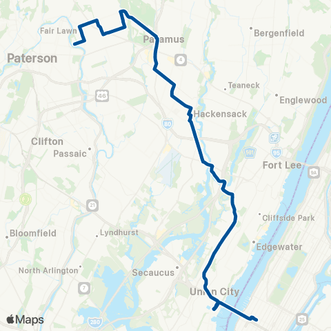 NJ Transit Fair Lawn - New York map