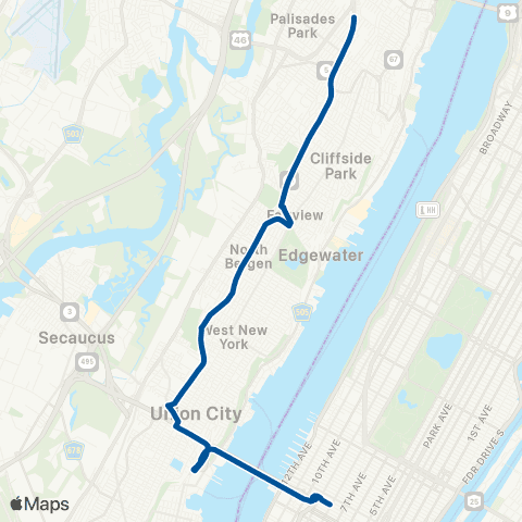 NJ Transit Fort Lee-Palisades Park-New York map